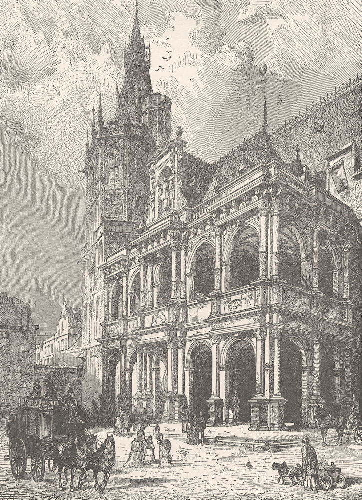 GERMANY. The Town Hall, Cologne 1903 old antique vintage print picture